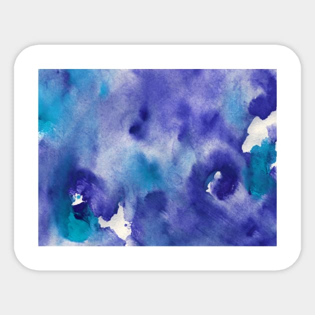 Abstract colorful background with hand-painted texture. Watercolor painting with splashes, drops of paint, paint smears. Perfect for greeting card, postcard, poster, logo, textile, fabric, packaging. Sticker by Olesya Pugach